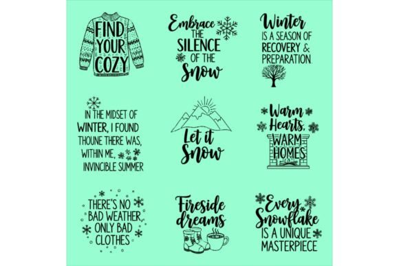 Cozy Winter Season Quote Craft Bundle Graphics for Crafts
