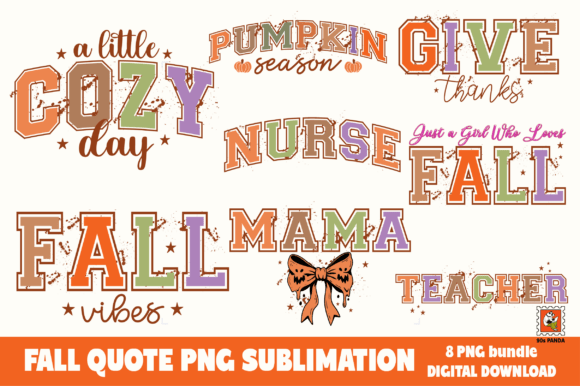 Fall Quote PNG Sublimation Bundle for Crafts and Graphics