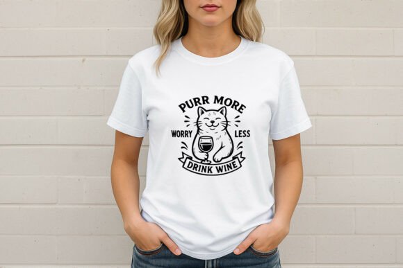 Purr More Drink Wine Cat SVG Graphics for Crafts